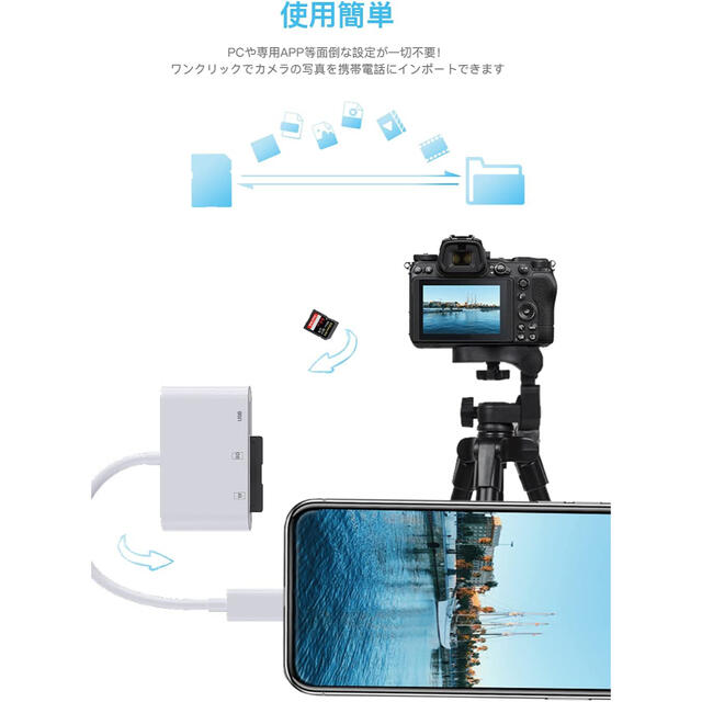 Iphone 3in1 SD カードカメラリーダー SD TF USB #892 スマホ/家電/カメラのPC/タブレット(PC周辺機器)の商品写真