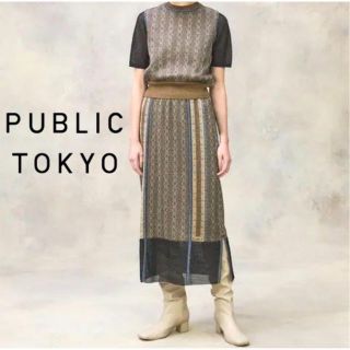 パブリックトウキョウ(PUBLIC TOKYO)の極美品✨パブリックトウキョウ✨たっぷりラメジャガードニット セットアップ F(ロングワンピース/マキシワンピース)