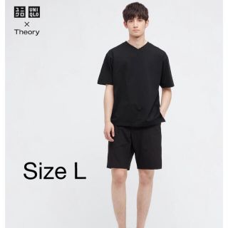 ユニクロ(UNIQLO)のUNIQLO×theoryリラックスフィットVネックTシャツL黒(Tシャツ/カットソー(半袖/袖なし))