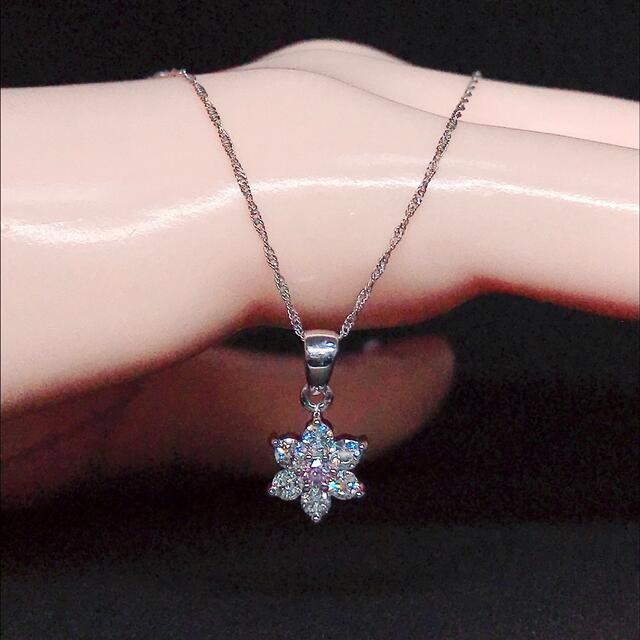 天然 ピンクダイヤモンド ネックレス K18WG 0.04ct 0.27ct