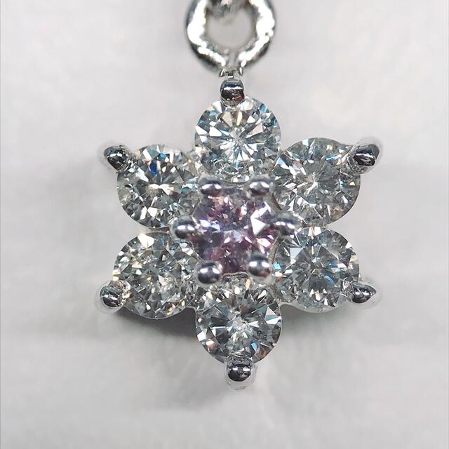 天然 ピンクダイヤモンド ネックレス K18WG 0.04ct 0.27ct