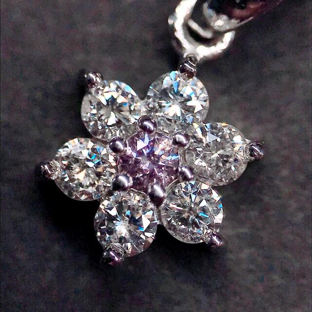 天然 ピンクダイヤモンド ネックレス K18WG 0.04ct 0.27ct