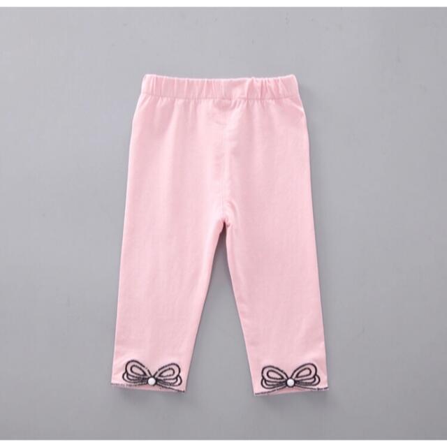 韓国　キッズ　女の子　レースTシャツ＋レギンス　セットアップ　ピンク キッズ/ベビー/マタニティのベビー服(~85cm)(Ｔシャツ)の商品写真