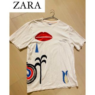 ザラ(ZARA)のTシャツ　ZARA メンズ　半袖　派手　夏　オシャレ　ホワイト(Tシャツ/カットソー(半袖/袖なし))