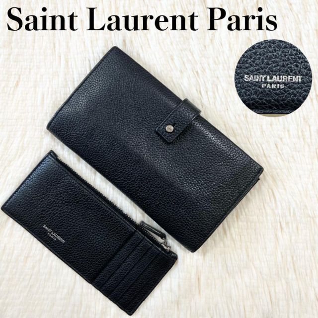 Saint Laurent(サンローラン)の【希少】サンローランパリ 長財布 サックドジュール YSLロゴ ブラック シボ革 メンズのファッション小物(長財布)の商品写真