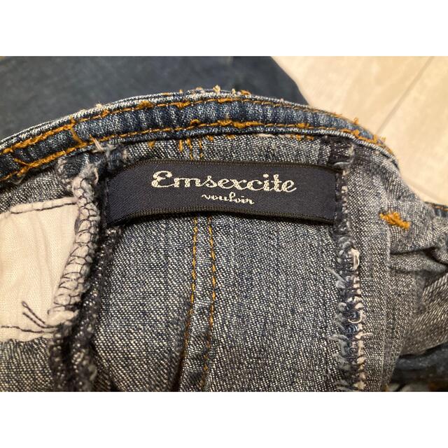 EMSEXCITE(エムズエキサイト)の膝上デニムスカート　リボン付　emsexcite レディースのスカート(ミニスカート)の商品写真