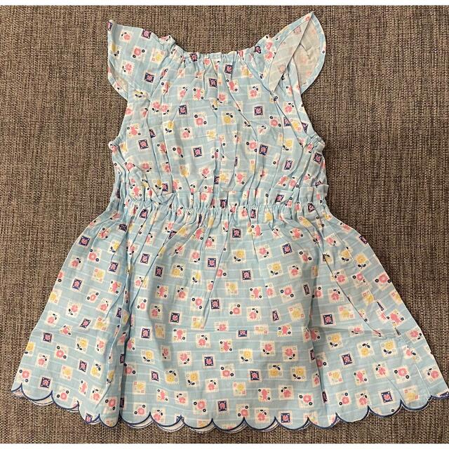 coeur a coeur(クーラクール)の新品 クーラクール スカラップワンピース ブルー 100 キッズ/ベビー/マタニティのキッズ服女の子用(90cm~)(ワンピース)の商品写真