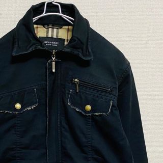 バーバリーブラックレーベル(BURBERRY BLACK LABEL)の一点物　BURBERRY BLACK LABEL 袖刺繍　クラッシュ加工ブルゾン(ブルゾン)