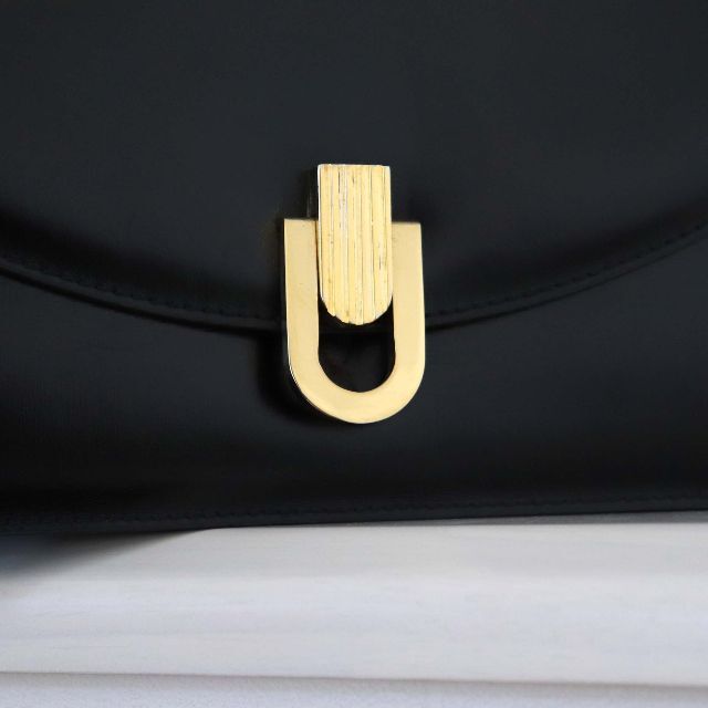 DELVAUX デルヴォー チャーム付き レザー ハンド バッグ ブラック