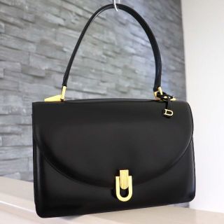 DELVAUX デルヴォー チャーム付き レザー ハンド バッグ ブラック(ハンドバッグ)