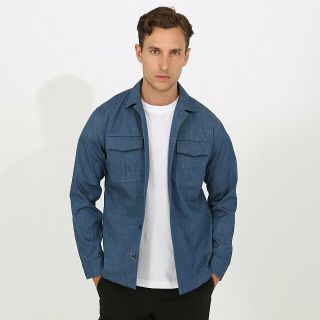 ゴーサンゴーイチプールオム(5351 POUR LES HOMMES)の【ブルー】ハイパーストレッチ シャンブレー デニムシャツ(その他)