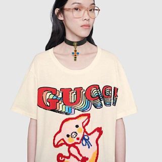 グッチ(Gucci)の【 未使用、箱付き 】GUCCI ／ 子ブタ刺繍 半袖 Tシャツ(Tシャツ(半袖/袖なし))