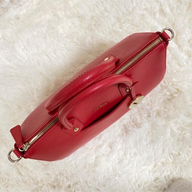 極美品♡フルラ ショルダーバッグ 2way リンダ サフィアーノレザー レッド