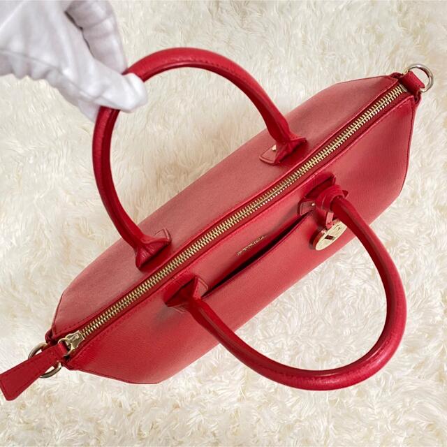 極美品♡フルラ ショルダーバッグ 2way リンダ サフィアーノレザー レッド