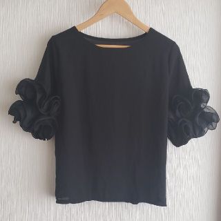 ザラ(ZARA)の【美品】　ZARA　立体フリルチュール　半袖ブラウス(シャツ/ブラウス(半袖/袖なし))