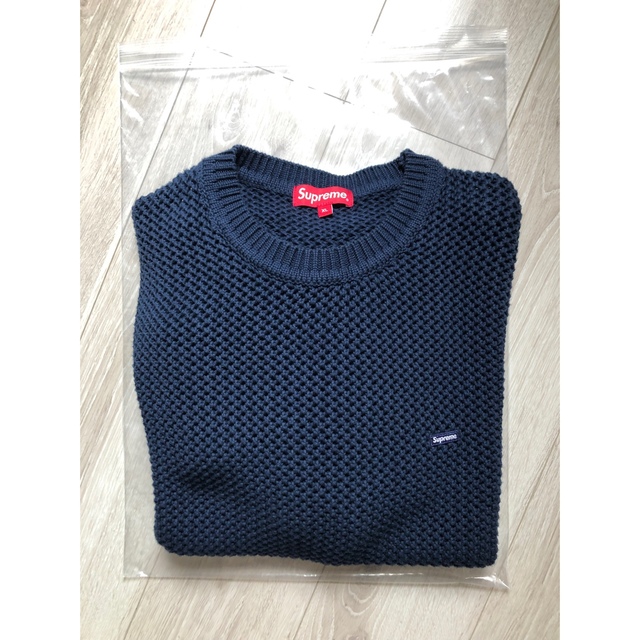 supreme open knit small box sweater navy