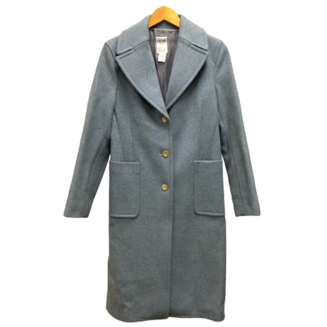 セリーヌ CELINE チェスターコート ウール混 カシミヤ混 36 青 www