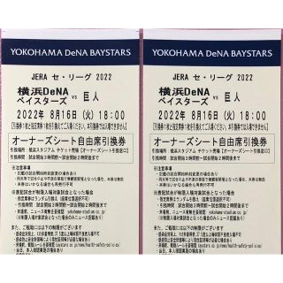 ヨコハマディーエヌエーベイスターズ(横浜DeNAベイスターズ)の横浜ベイスターズ　観戦ペアチケット　　is19★様、専用です(野球)