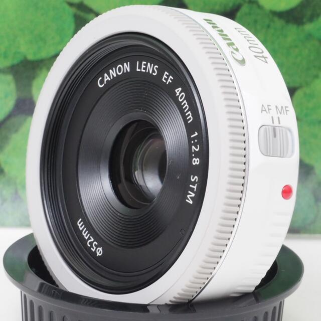 【美品】キヤノンEF40mmf2.8STM❤希少色ホワイト❤背景ぼかしの神レンズ