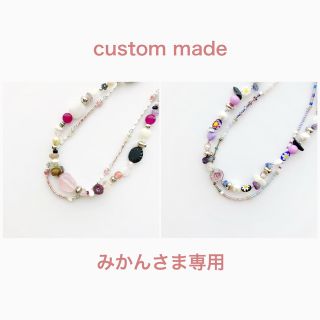 【みかんさま専用】ハンドメイド＊ビーズネックレス＊ピンク＊天然石＊ハート(ネックレス)