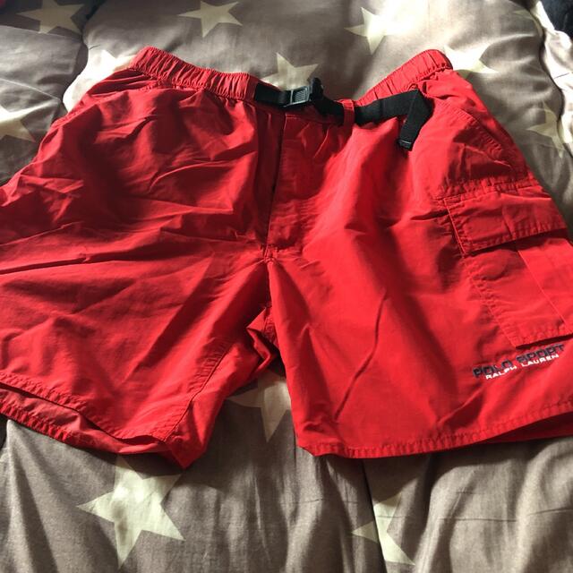 POLO RALPH LAUREN(ポロラルフローレン)の90s POLO SPORT ポロスポーツ  カーゴショートパンツ赤M メンズのパンツ(ショートパンツ)の商品写真