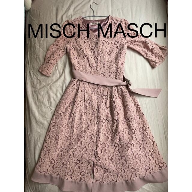 MISCH MASCH(ミッシュマッシュ)のMISCH MASCH花柄前ボタン総レースワンピースピンク レディースのワンピース(ひざ丈ワンピース)の商品写真
