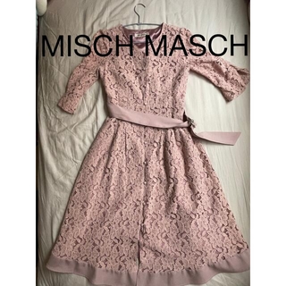 ミッシュマッシュ(MISCH MASCH)のMISCH MASCH花柄前ボタン総レースワンピースピンク(ひざ丈ワンピース)
