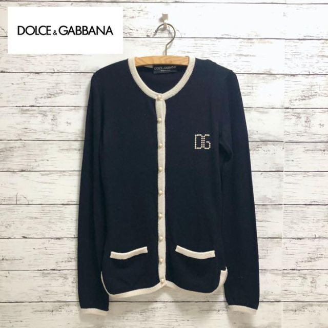 美品◆Dolce&Gabbana◆ドルガバ　黒　パール ボタン ロゴ　セーター