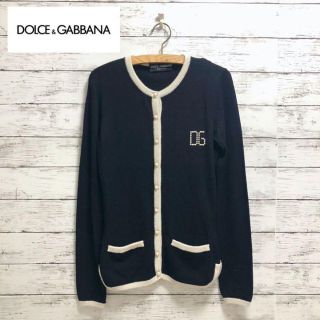 ドルチェアンドガッバーナ(DOLCE&GABBANA)の美品◆Dolce&Gabbana◆ドルガバ　黒　パール ボタン ロゴ　セーター　(カーディガン)