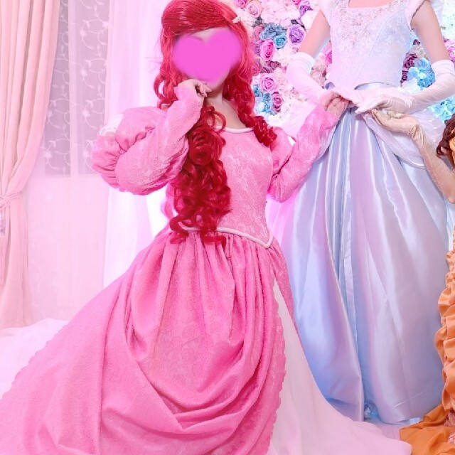 Dハロ仮装 ピンクドレスアリエル・ウィッグ付き