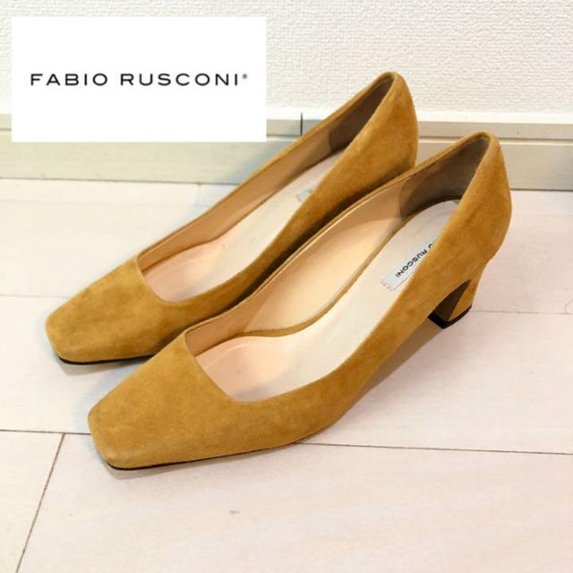 靴/シューズFABIO RUSCONI◆チャンキーヒール　スクエアトゥ　パンプス　24