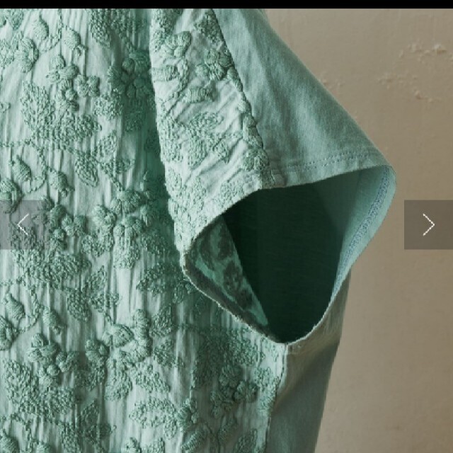 新品ビアズリー フロント駿河 刺繍ワンピース 緑グリーン 1大きいサイズ 7