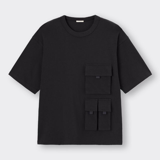 GU(ジーユー)の新品 GU ジーユー 半袖 T シャツ 黒 ブラック ポケット 付き ユニクロ メンズのトップス(Tシャツ/カットソー(半袖/袖なし))の商品写真