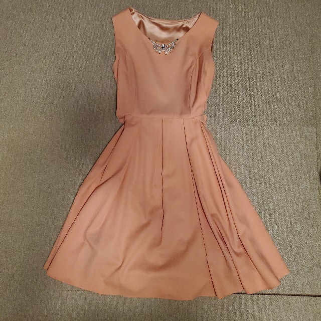 パーティードレス　オレンジ レディースのフォーマル/ドレス(ミディアムドレス)の商品写真