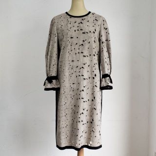 ランバンコレクション(LANVIN COLLECTION)のランバン コレクション ☆ レース リボン トリム ワンピース 36 日本製(ひざ丈ワンピース)