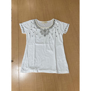 デュラス(DURAS)のDURAS Tシャツ ビジュー ホワイト(Tシャツ(半袖/袖なし))