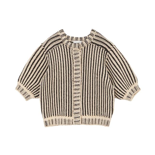 CLANE(クラネ)のCLANE／STRIPE CABLE HALF SLEEVE CARDIGAN レディースのトップス(カーディガン)の商品写真