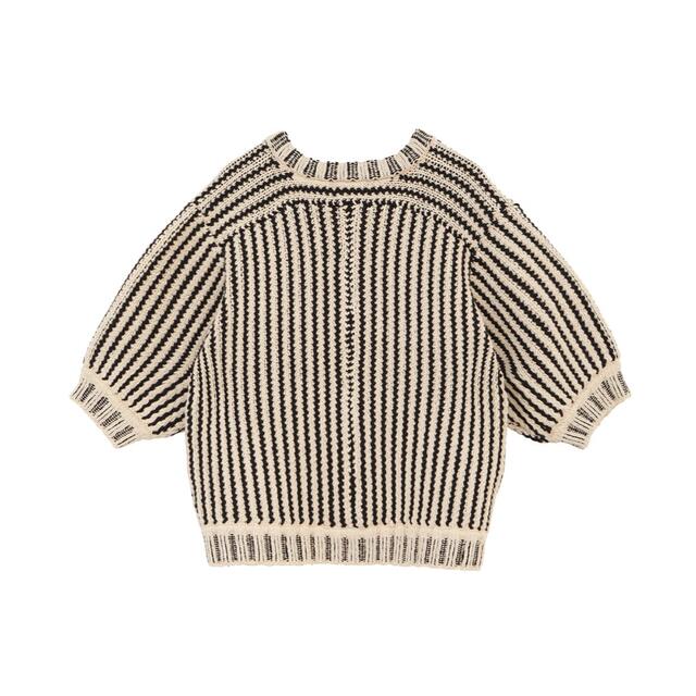 CLANE／STRIPE CABLE HALF SLEEVE CARDIGAN