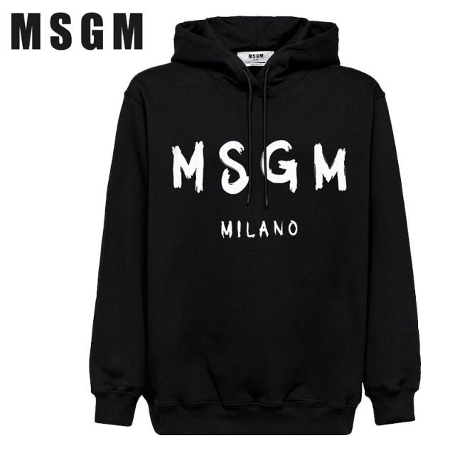 モテ 値引き不可 MSGM メンズ ペイントロゴ パーカ 白 - トップス