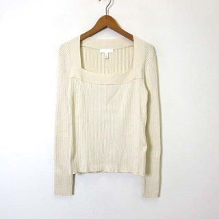 エイチアンドエム(H&M)のエイチ&エム カットソー ニット スクエアネック 長袖 M ライトベージュ 美品(ニット/セーター)