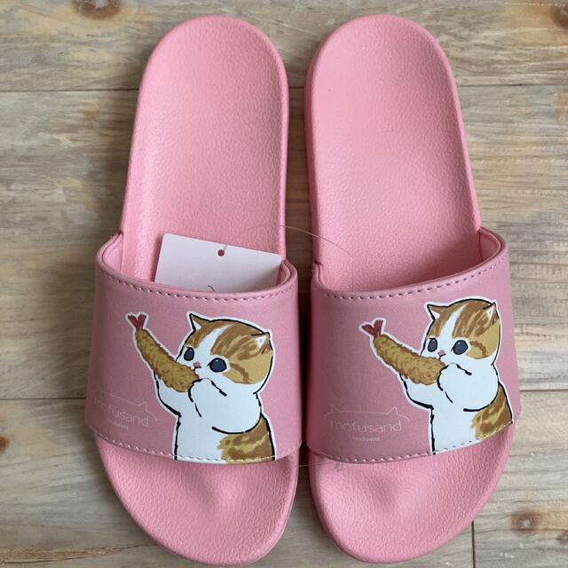 モフサンド　えびにゃんエビニャンねこ猫ネコ　ピンク LLサイズ レディースの靴/シューズ(サンダル)の商品写真