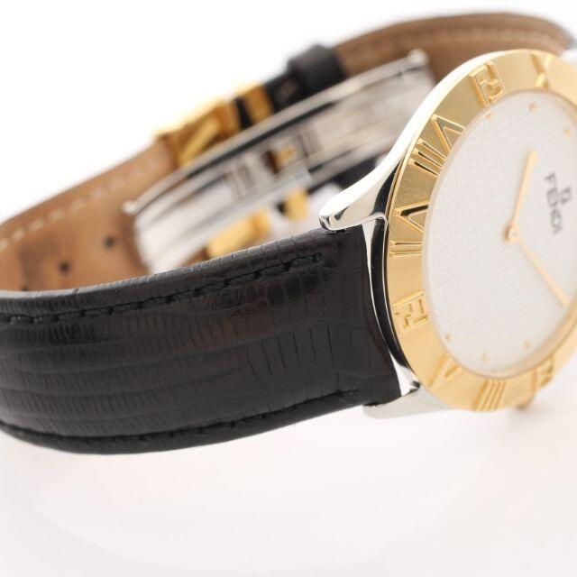 FENDI(フェンディ)のフェンディ メンズ 腕時計 クオーツ GP レザー 型押し ホワイト文字盤 不動 メンズの時計(腕時計(デジタル))の商品写真