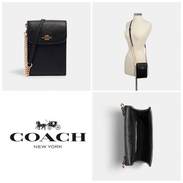 COACH スマホショルダー レイチェル フォーン クロスボディ ブラック