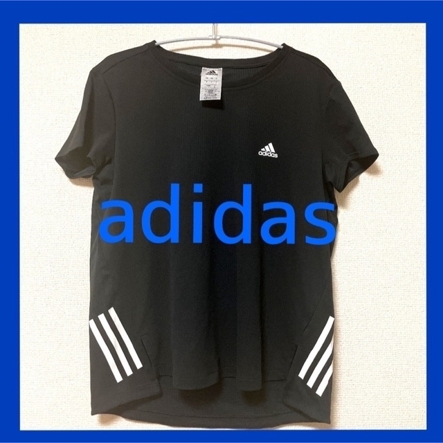 adidas(アディダス)の売却済み。adidas アディダス Tシャツ Lサイズ ブラック レディースのトップス(Tシャツ(半袖/袖なし))の商品写真