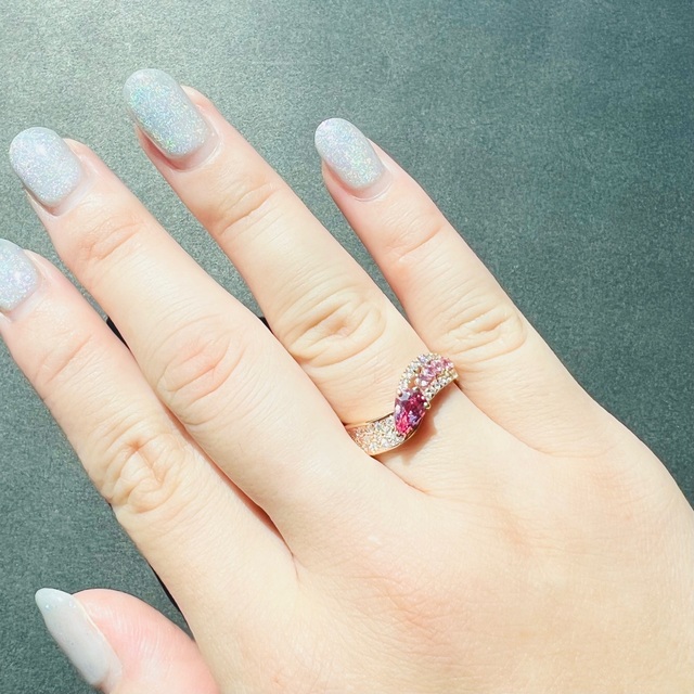 新入荷 新作☆K18PGパパラチアサファイアリングPS:0.726ct D:0.16ct 新入荷 新作☆K18PGパパラチアサファイアリングPS:0.726ct D:0.16ct