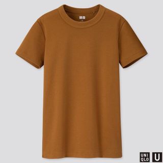 ユニクロ(UNIQLO)のUNIQLO ユニクロ クルーネックT ブラウン　茶(Tシャツ(半袖/袖なし))