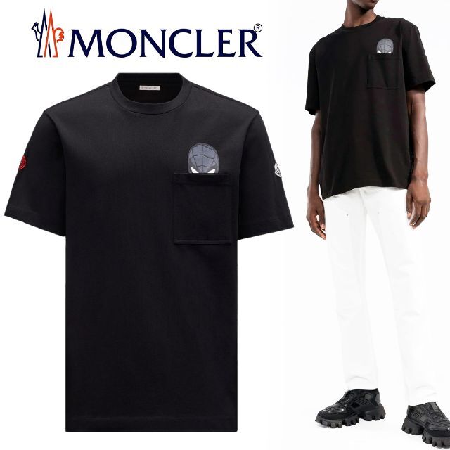 148 MONCLER ブラック 半袖 Tシャツ カットソー size M