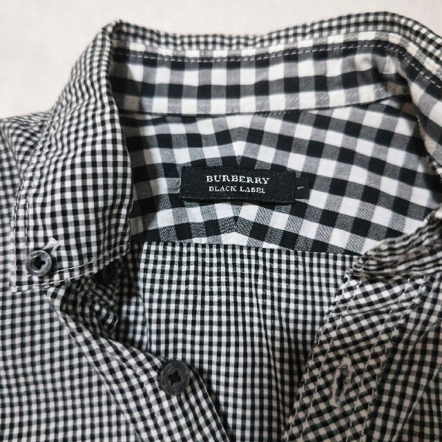 BURBERRY BLACK LABEL(バーバリーブラックレーベル)のバーバリー チェック メンズ シャツ 七分袖 長袖 夏 秋 S 白 黒 人気 メンズのトップス(シャツ)の商品写真