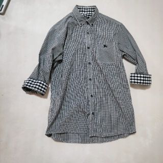 バーバリーブラックレーベル(BURBERRY BLACK LABEL)のバーバリー チェック メンズ シャツ 七分袖 長袖 夏 秋 S 白 黒 人気(シャツ)