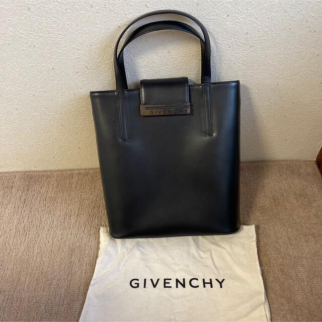 ハンドバッグ美品✨ GIVENCHY フォーマル レザー ハンドバッグ ロゴ 黒